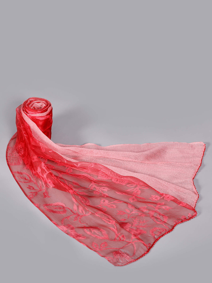 Grace Printed Designer Silk Blended Scarf Red for Women - Welkin Scarves