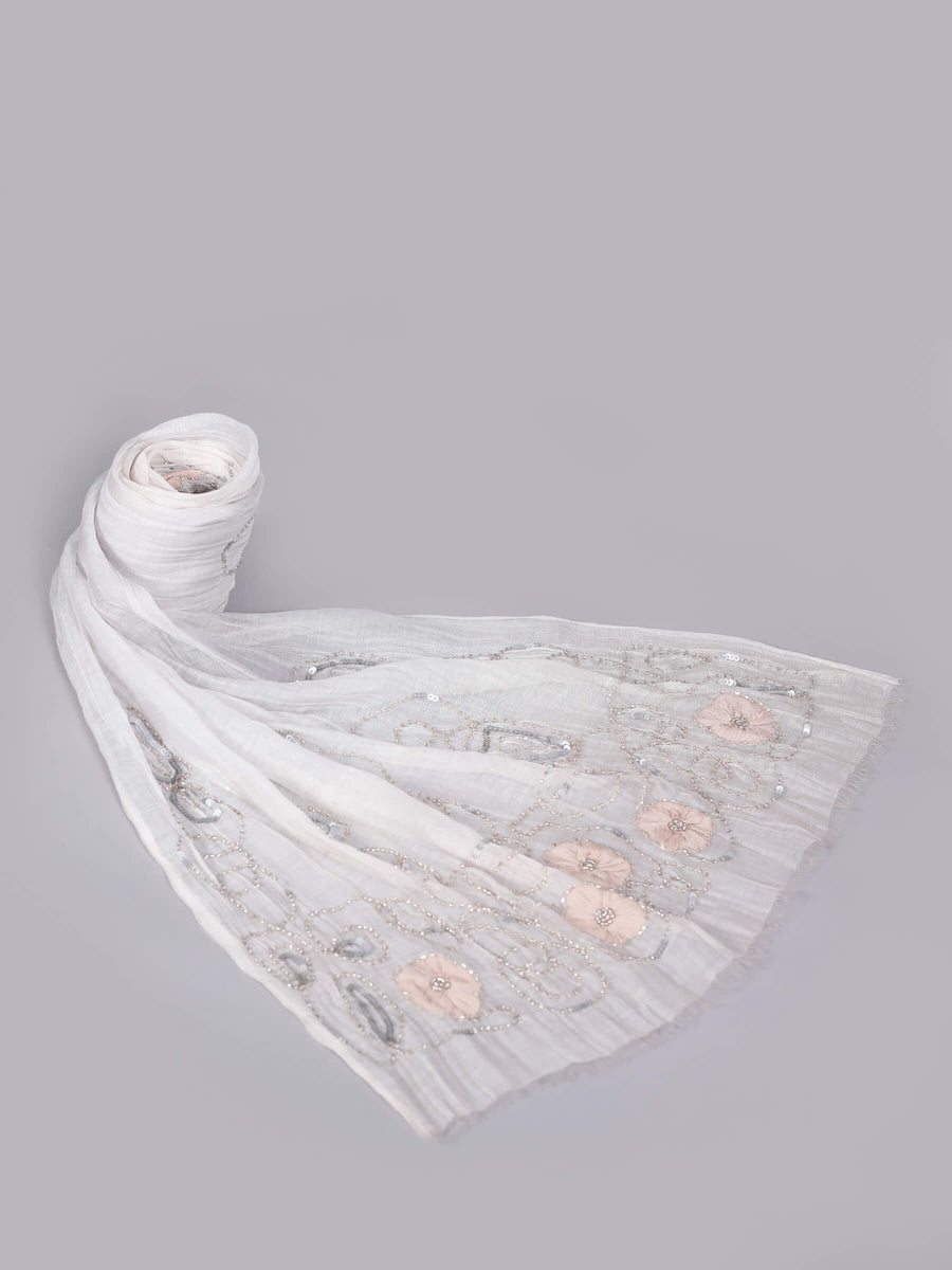 Charishma Luxury Feel Silk & Cotton Scarf Grey Shaded for Women - Welkin Scarves